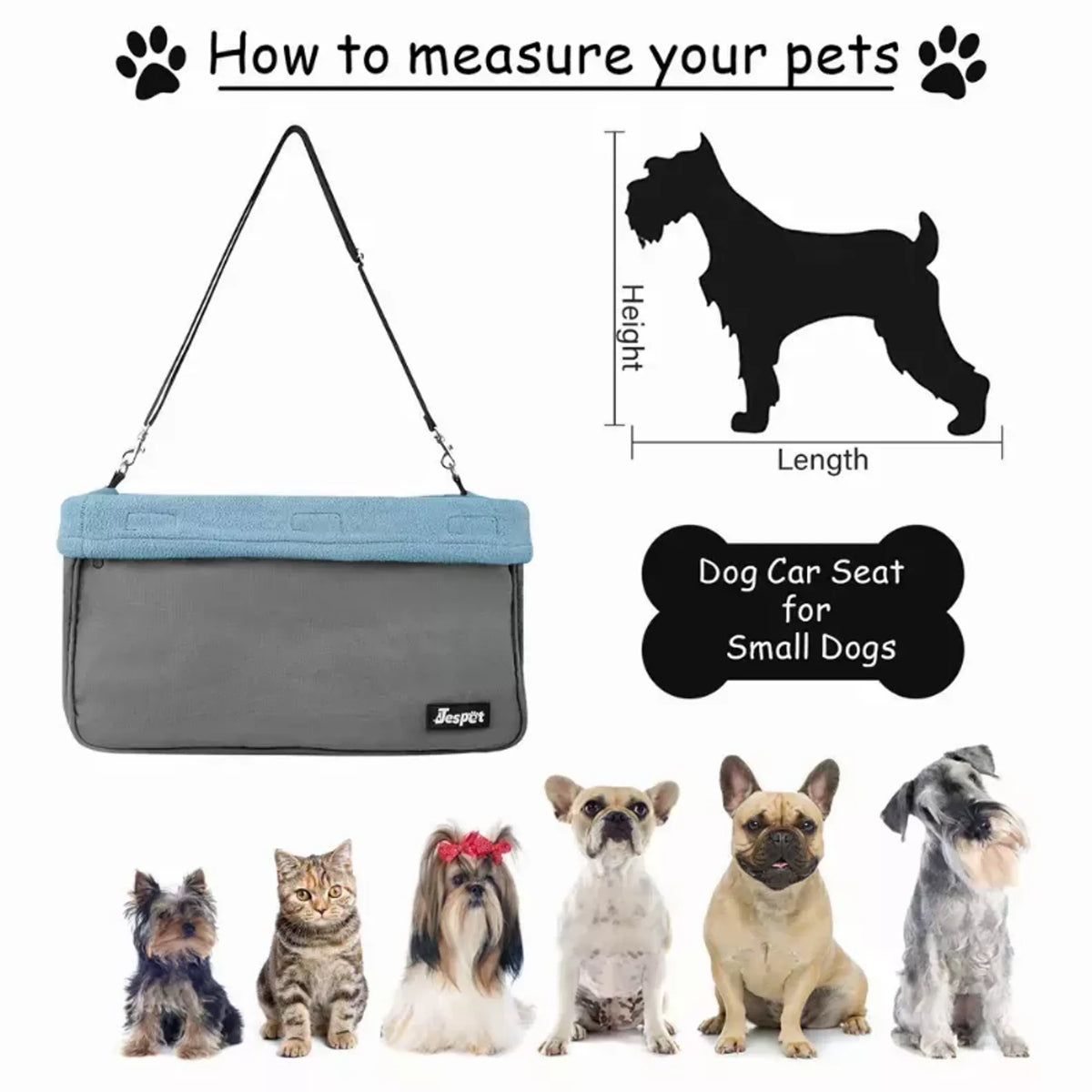JESPET GOOPAWS Dog Booster Car Seat with Harness Tether, up to 24 lb