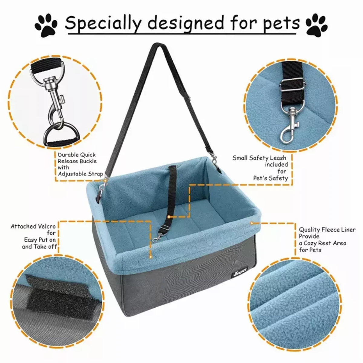 JESPET GOOPAWS Dog Booster Car Seat with Harness Tether, up to 24 lb