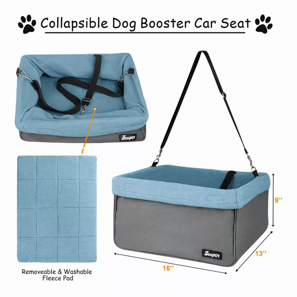 JESPET GOOPAWS Dog Booster Car Seat with Harness Tether, up to 24 lb
