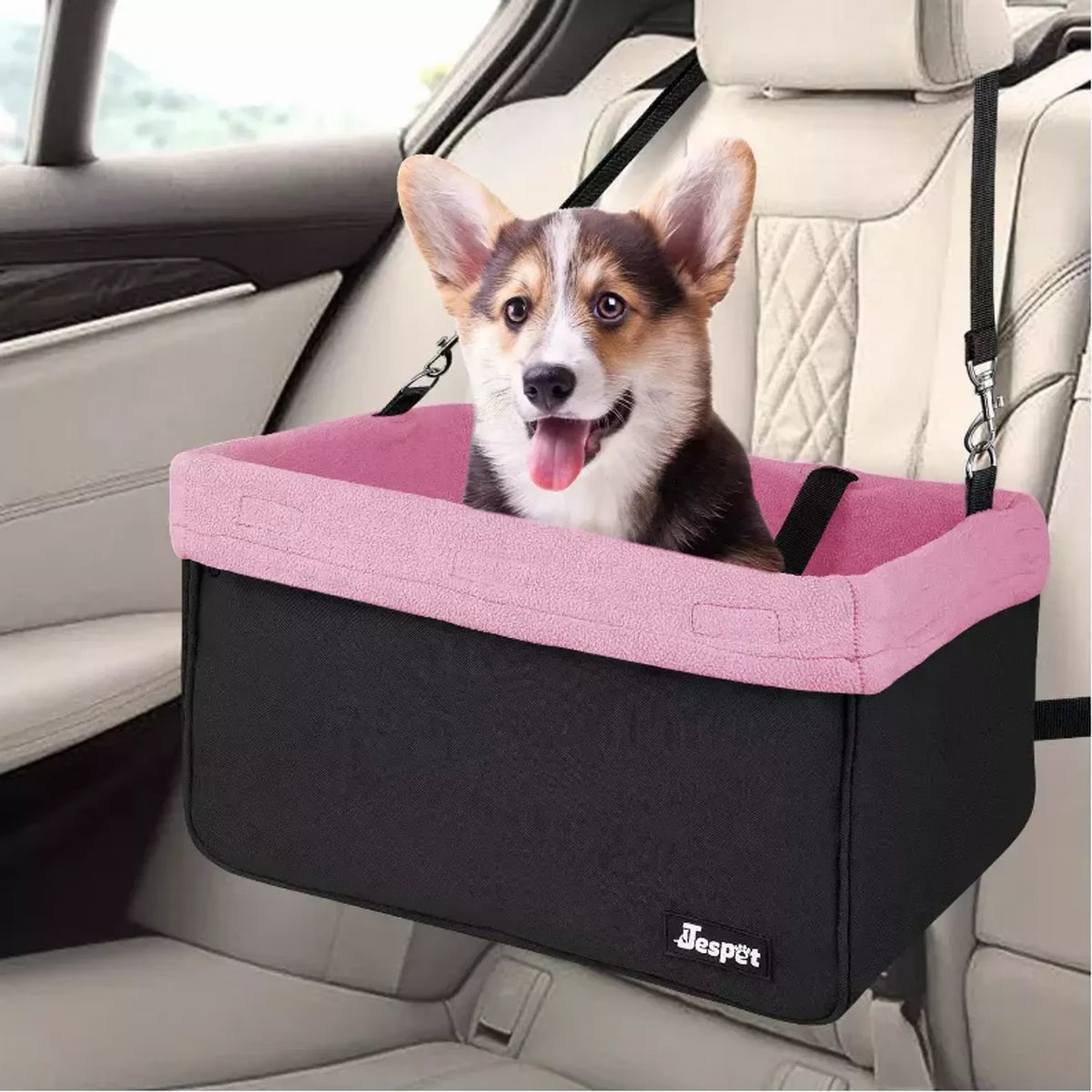 JESPET GOOPAWS Dog Booster Car Seat with Harness Tether, up to 24 lb