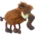 Woolly Mammoth Plush Dog Toy with Rope Legs, Tail, and Squeaker