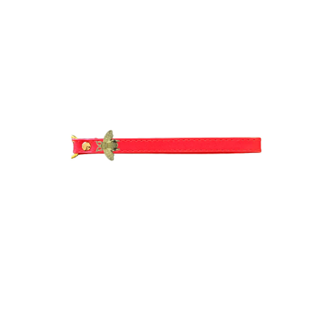 Bark Fifth Avenue Bee Mine Dog Leash with Gold Bee Charm, Red