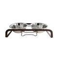 Rustic Elevated Dog Feeder with Two 16 oz Stainless Bowls
