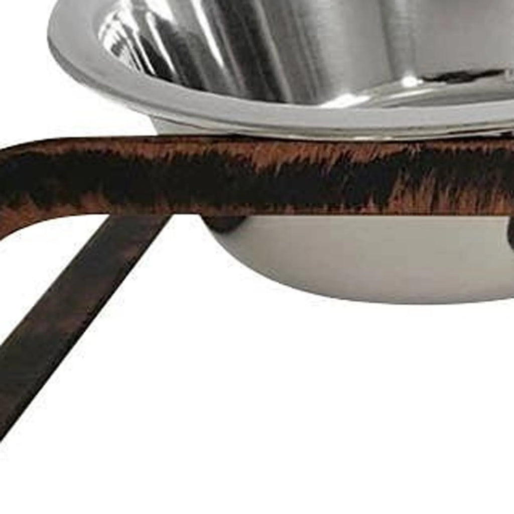 Rustic Elevated Dog Feeder with Two 16 oz Stainless Bowls