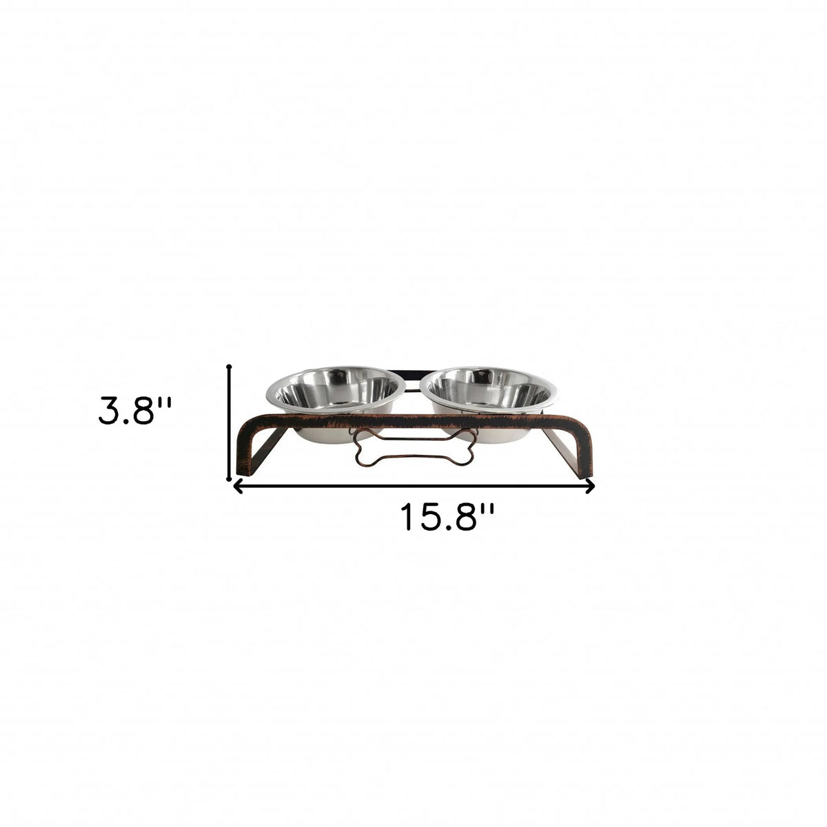 Rustic Elevated Dog Feeder with Two 16 oz Stainless Bowls