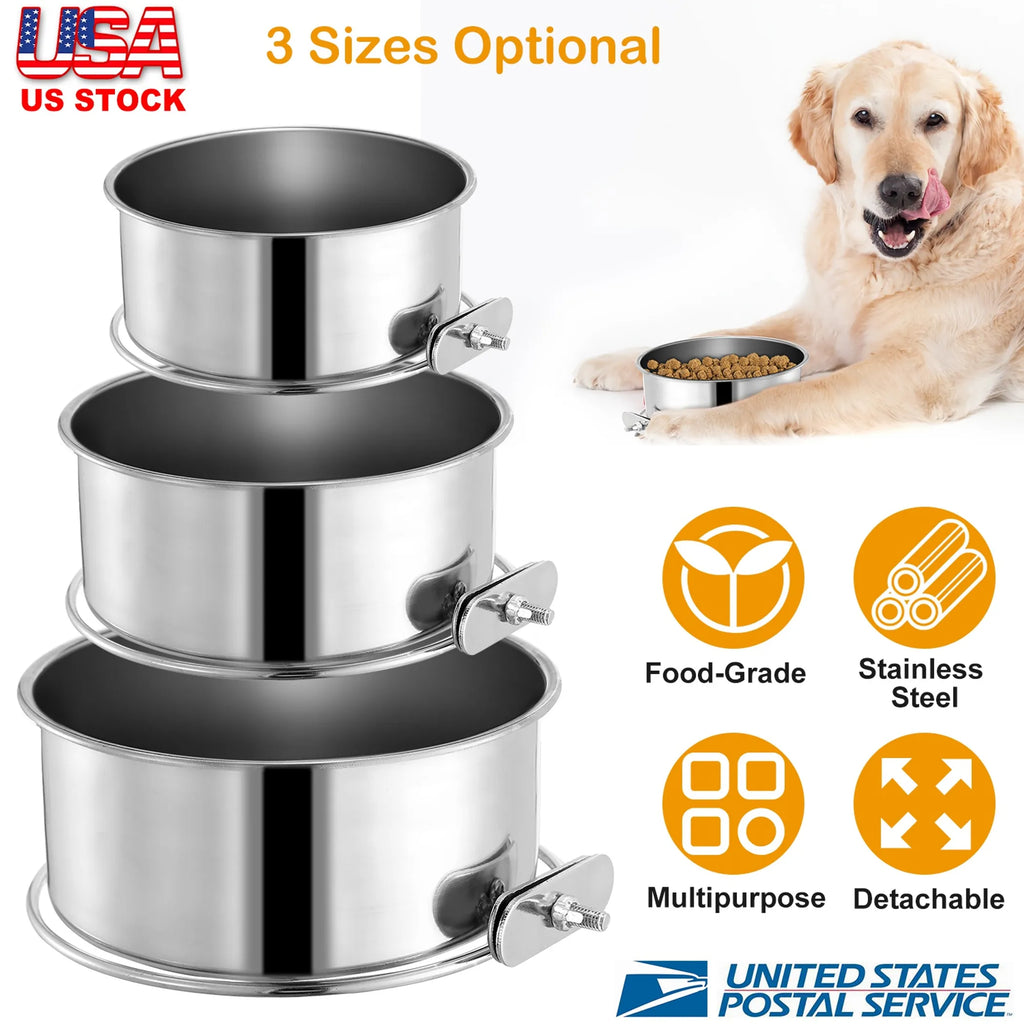 Stainless Steel Hanging Crate Bowl with Clamp, Medium
