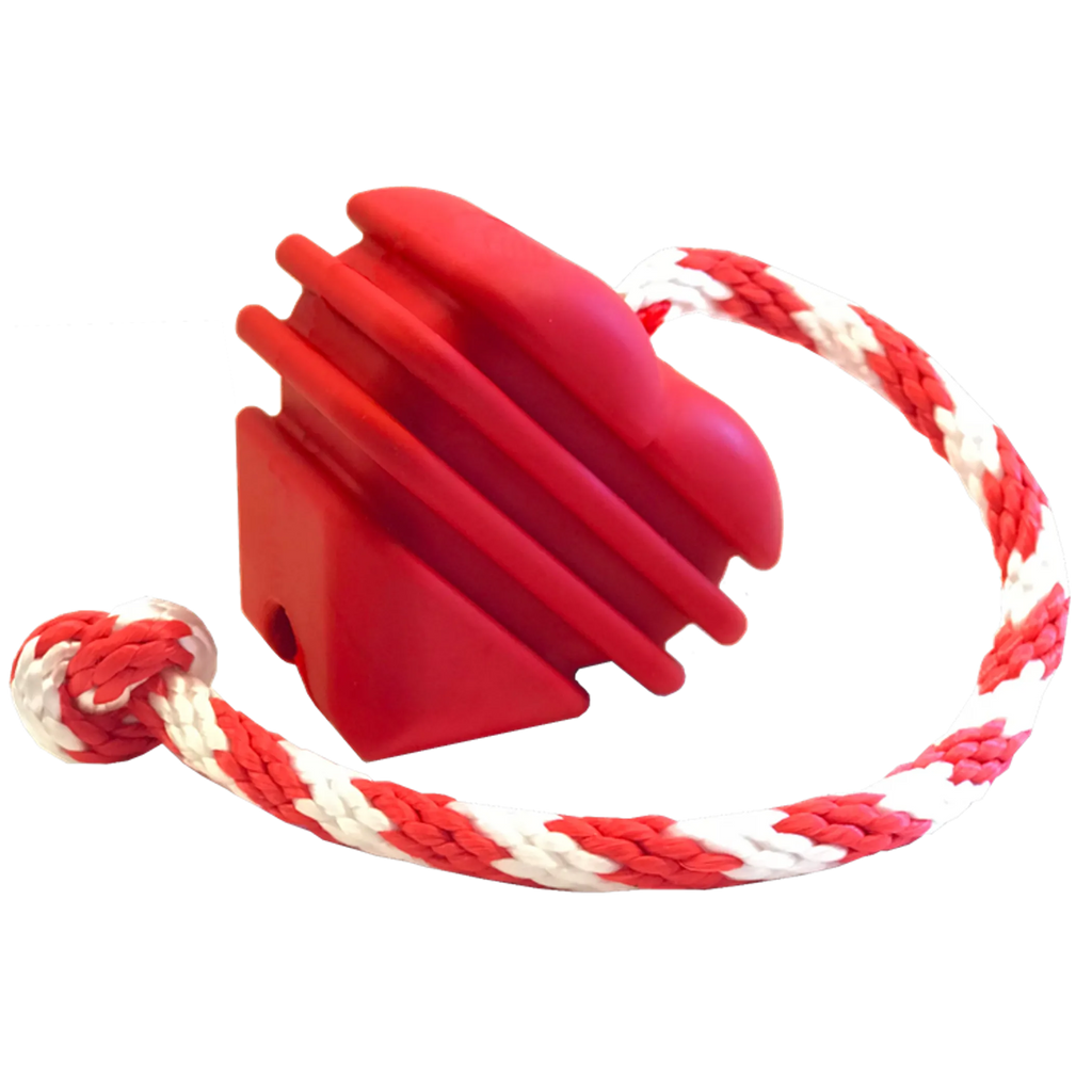 SodaPup Heart on a String Rubber Tug Toy for Large Dogs, Red
