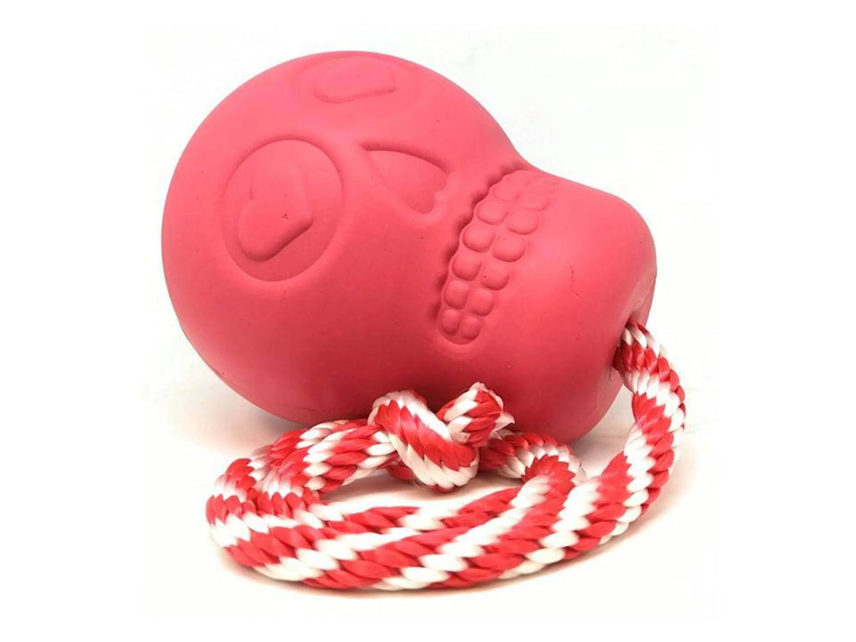 SodaPup USA-K9 Skull Rubber Chew and Treat Toy, Pink, Large
