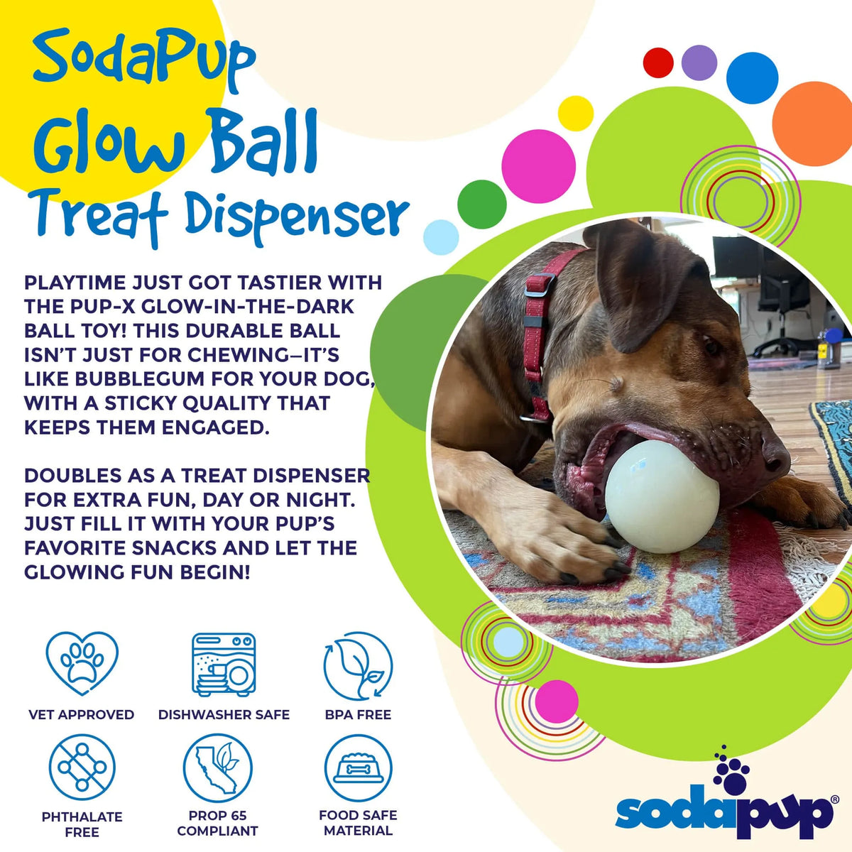 SodaPup PUP-X 4" Glow-in-the-Dark Treat Ball